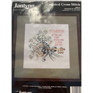 Vintage Janlynn Counted Cross Stitch Kit 80-81 Prayer Is The Key 10"x10"